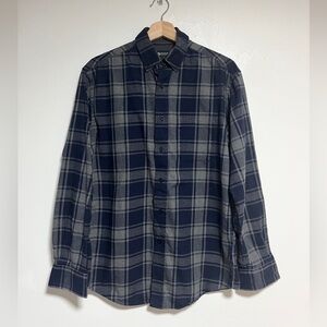 Haggar Navy & Grey Plaid Button-Up Shirt - Size S